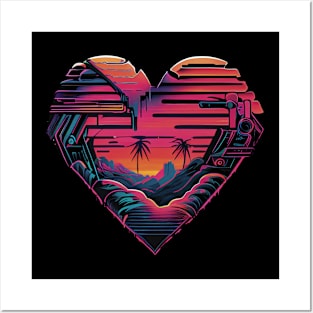 Retro California Sunset Love Posters and Art